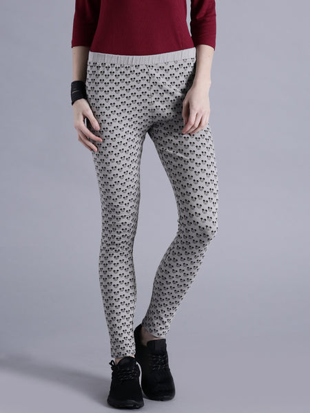 Grey plain cotton leggings - Aarika - 3924502